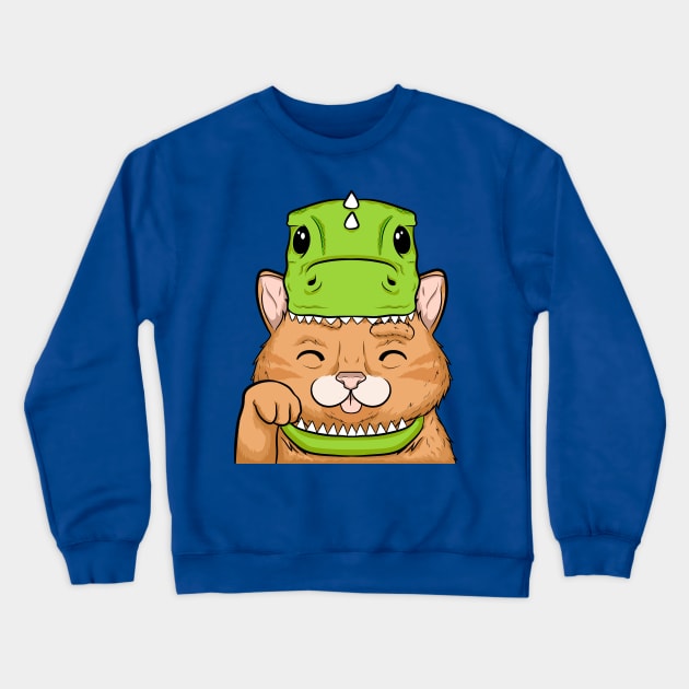 funny cat halloween dinosaur Crewneck Sweatshirt by the house of parodies